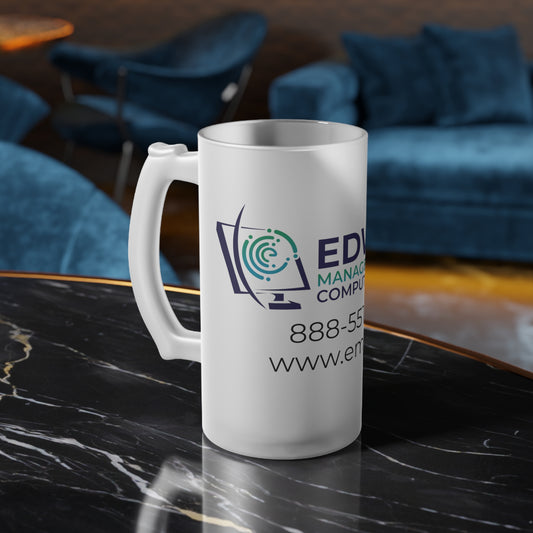 Edwards Managed Technology Computer Consulting Frosted Glass Beer Mug