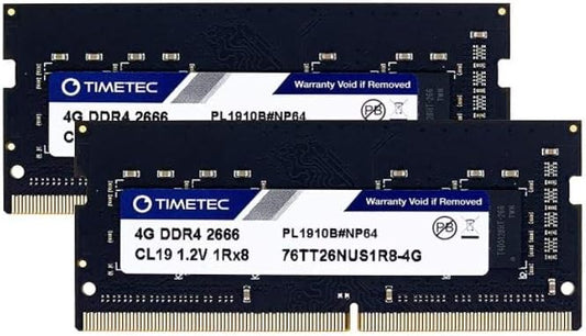 Timetec 8GB KIT(2x4GB) DDR4 2666MHz PC4-21300 Non-ECC Unbuffered 1.2V CL19 1Rx8 Single Rank 260 Pin SODIMM Laptop Notebook PC Computer Memory RAM Module Upgrade (8GB KIT(2x4GB))
