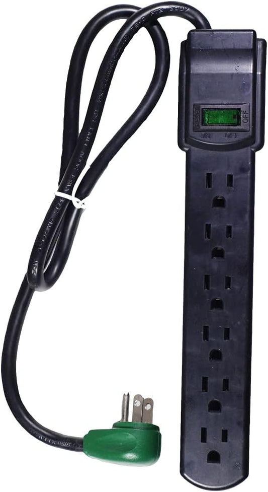 GoGreen Power (GG-16103MSBK) 6 Outlet Surge Protector, Black, 2.5 Ft. Cord