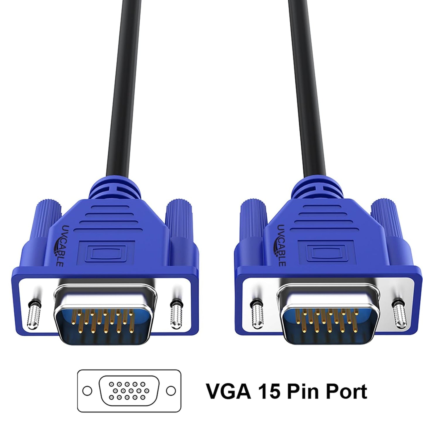 VGA Cable 6 Feet, Male to Male Monitor Computer Cable Adapter Cord, Shielded HD15 1080P@60Hz Full HD High Resolution for TV Computer Projector - Blue