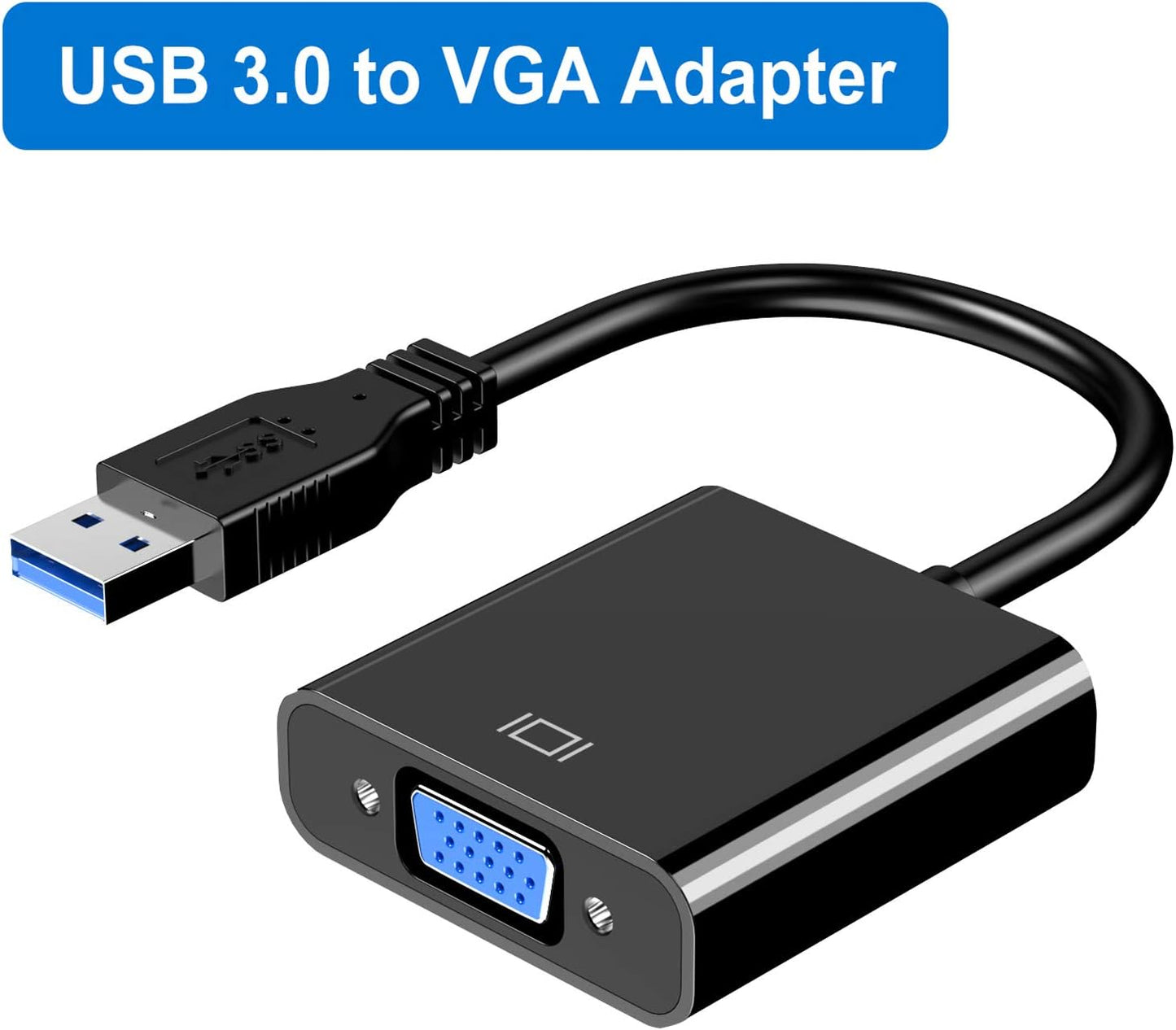 USB to VGA Adapter for Monitor, VGA to USB 3.0/2.0 Converter 1080P Multi-Display Video Cable for Laptop Desktop PC to Monitors, Projector, TV. (Not Support Chromebook,Windows 11 is not Supported,)