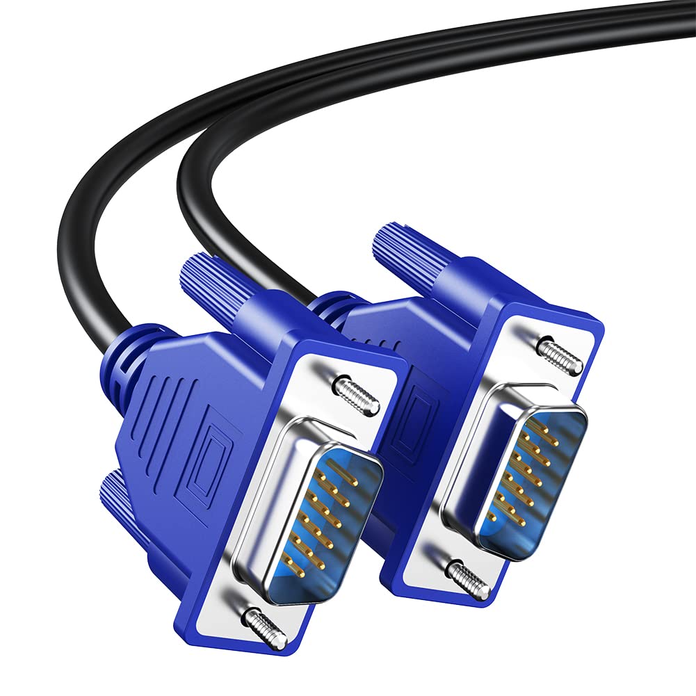 VGA Cable 6 Feet, Male to Male Monitor Computer Cable Adapter Cord, Shielded HD15 1080P@60Hz Full HD High Resolution for TV Computer Projector - Blue