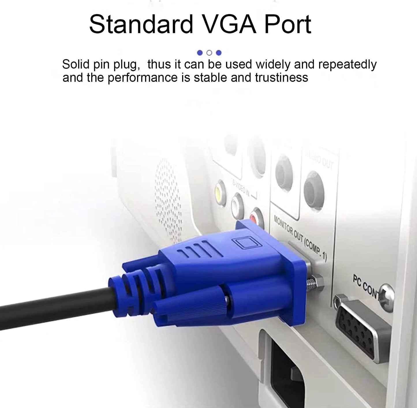 VGA Cable 6 Feet, Male to Male Monitor Computer Cable Adapter Cord, Shielded HD15 1080P@60Hz Full HD High Resolution for TV Computer Projector - Blue