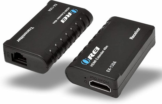 OREI HDMI Over Ethernet Extender– HDMI 1.4 with 1080p@60Hz Resolution, Power Over Cable - HDMI Over CAT6 Extension Up to 131 feet (EX-130A)