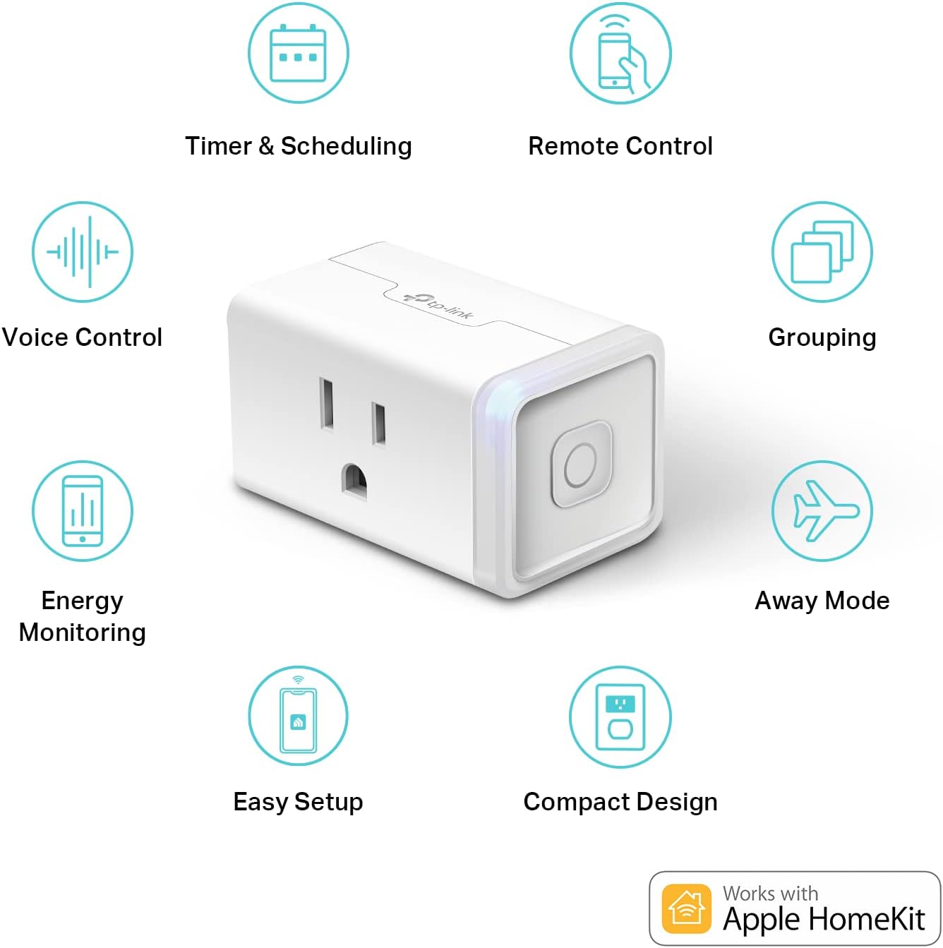 Kasa Smart Plug Mini 15A, Apple HomeKit Supported, Smart Outlet Works with Siri, Alexa & Google Home, UL Certified, App Control, Scheduling, Timer, 2.4G WiFi Only, 4 Count (Pack of 1) (EP25P4), White