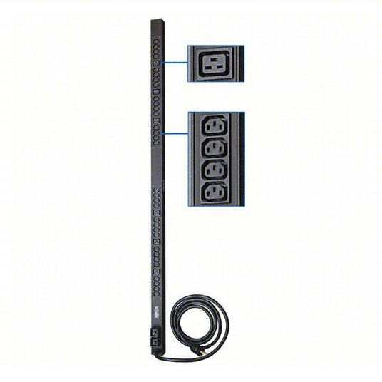 ***USED***TRIPP LITE Power Distribution Unit: Std, Built-In Circuit Breaker, PDUV30HV, Black, 10 ft Cord Lg