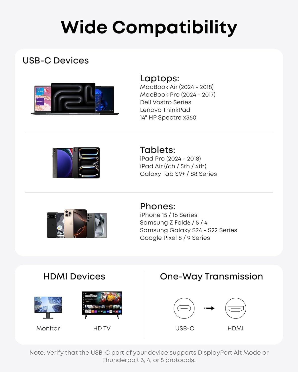 Anker HDMI Cable,4K@60Hz HDR USB C to HDMI Cable,Ultra-Fast Nylon-Braided with Advanced Shielding,Thunderbolt 5/4/3 Compatible,for MacBook,iPad,iPhone,HD TV,and More(6FT,Black)