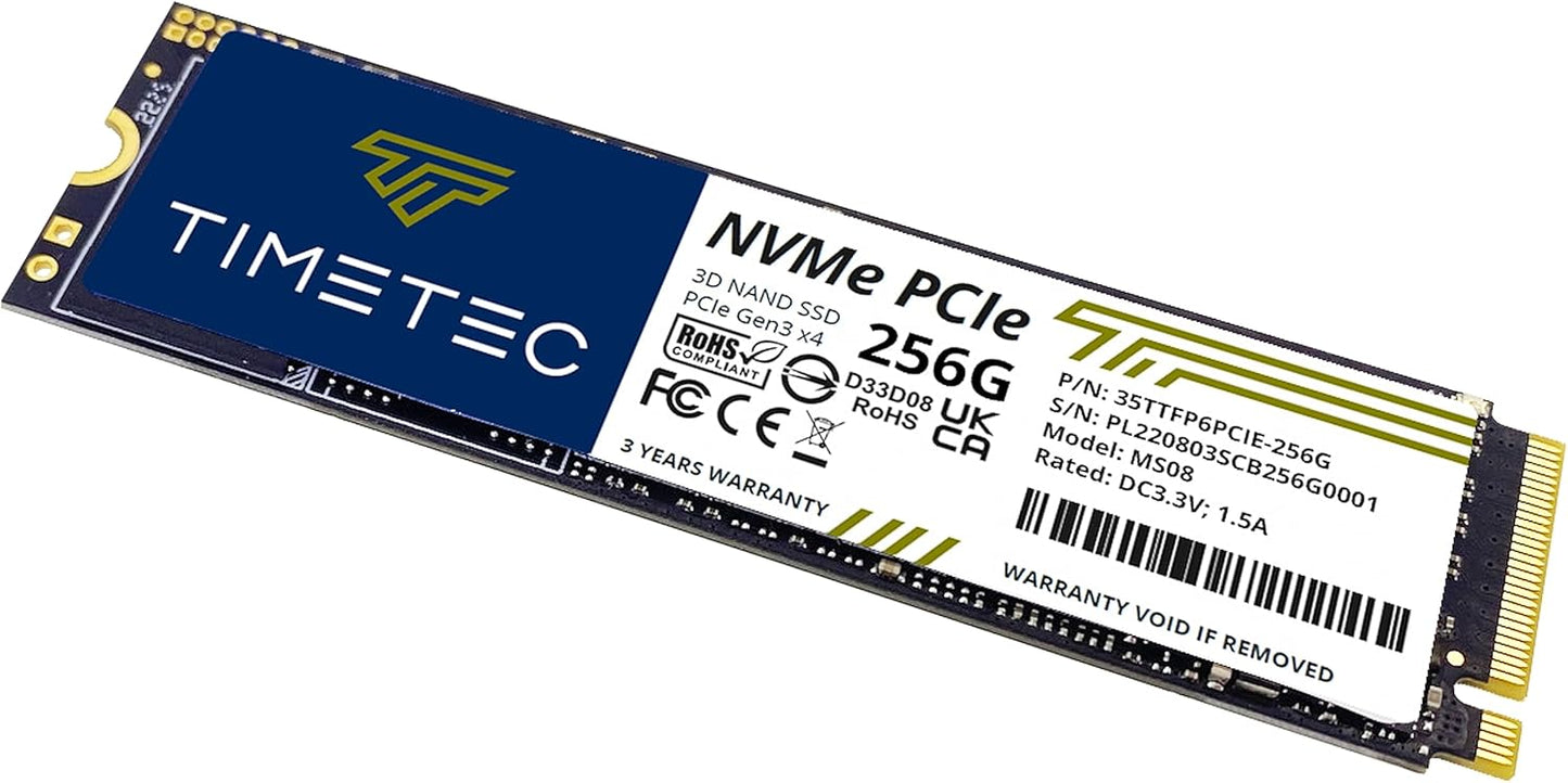 Timetec 256GB SSD NVMe PCIe Gen3x4 8Gb/s M.2 2280 3D NAND High Performance SLC Cache Read/Write Speed Up to 2,000/1,600 MB/s Internal Solid State Drive for PC Laptop and Desktop