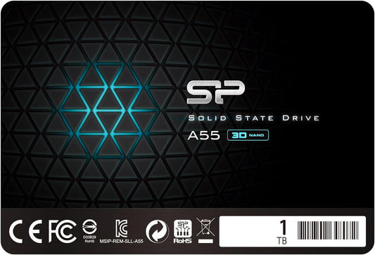 SP 1TB SSD 3D NAND A55 SLC Cache Performance Boost SATA III 2.5" 7mm (0.28") Internal Solid State Drive (SP001TBSS3A55S25)