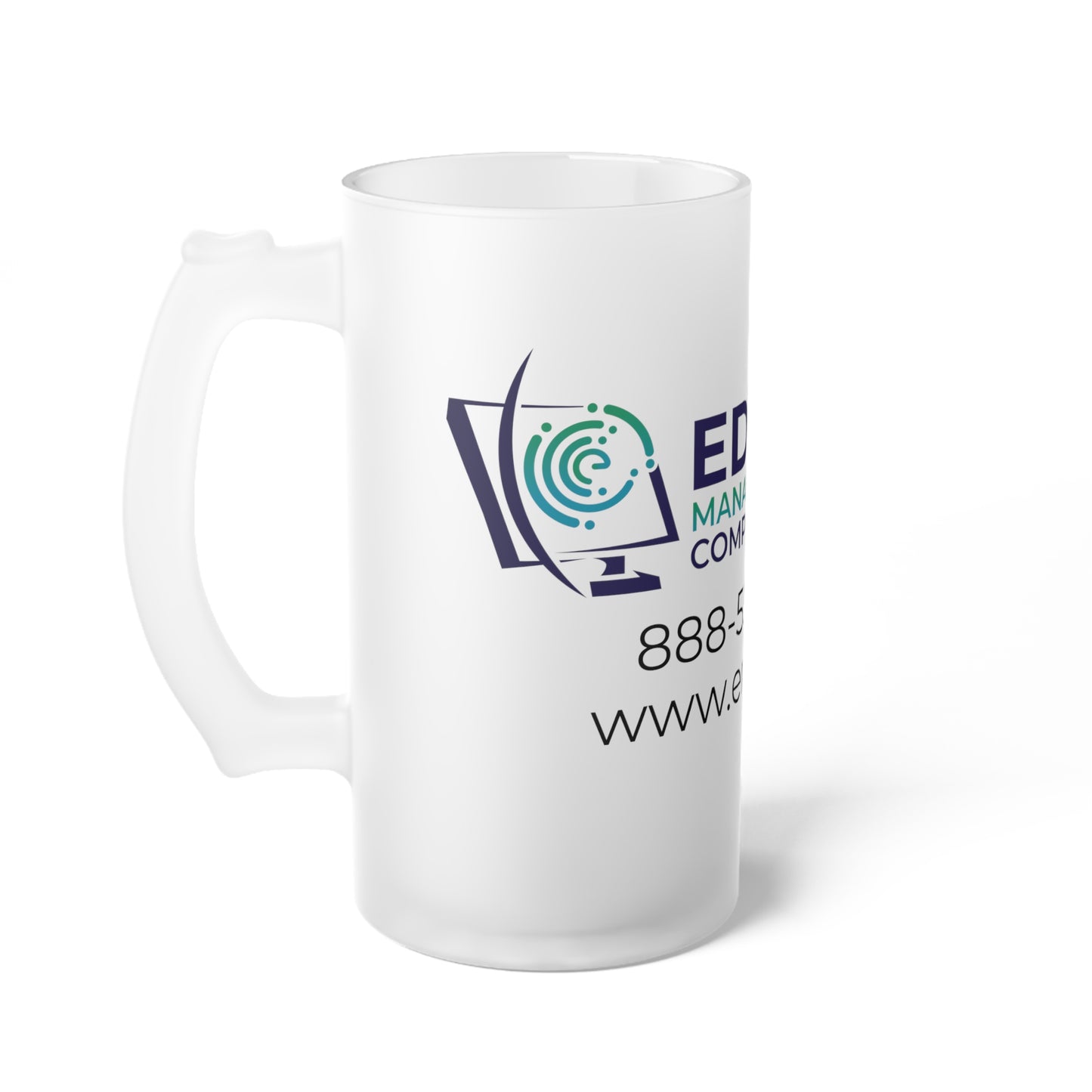 Edwards Managed Technology Computer Consulting Frosted Glass Beer Mug