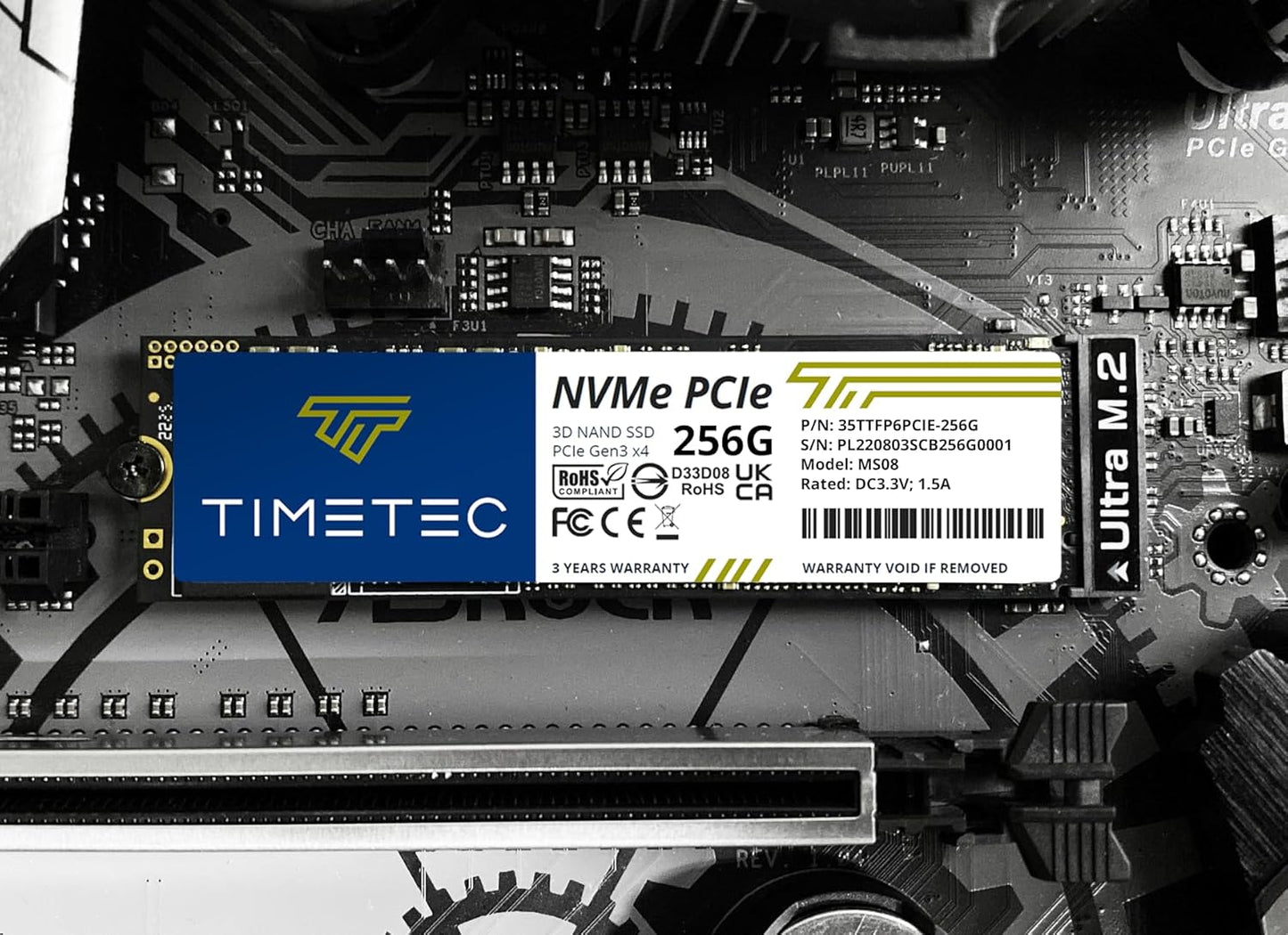 Timetec 256GB SSD NVMe PCIe Gen3x4 8Gb/s M.2 2280 3D NAND High Performance SLC Cache Read/Write Speed Up to 2,000/1,600 MB/s Internal Solid State Drive for PC Laptop and Desktop