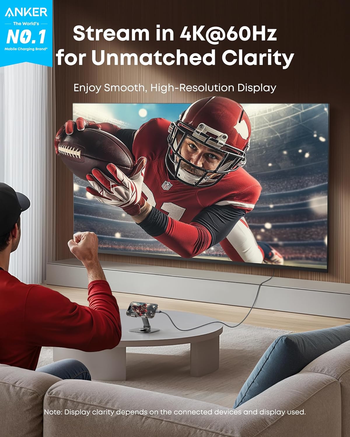 Anker HDMI Cable,4K@60Hz HDR USB C to HDMI Cable,Ultra-Fast Nylon-Braided with Advanced Shielding,Thunderbolt 5/4/3 Compatible,for MacBook,iPad,iPhone,HD TV,and More(6FT,Black)