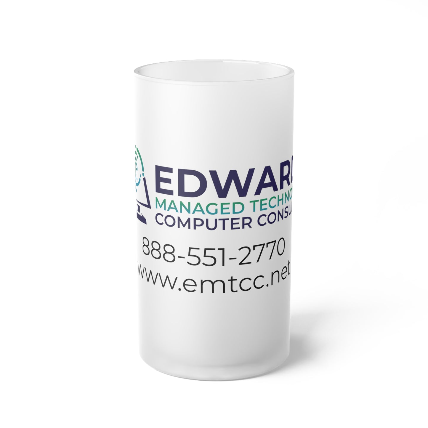 Edwards Managed Technology Computer Consulting Frosted Glass Beer Mug