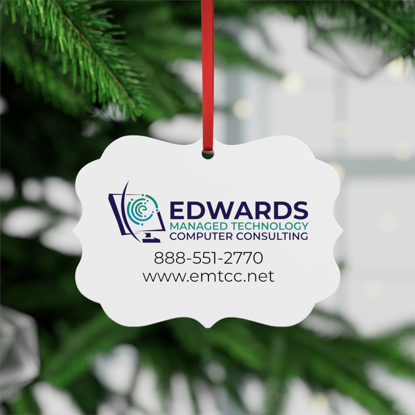 Edwards Managed Technology Metal Plaque Ornament
