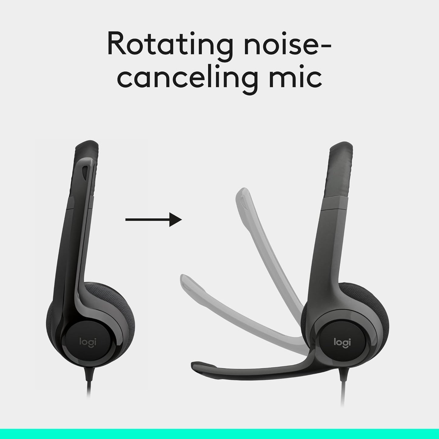 Logitech H390 , Wired Headphones with Mic, USB Headset with Microphone for PC, Noise Cancelling Microphone for Video Meetings, Music, Gaming - Black