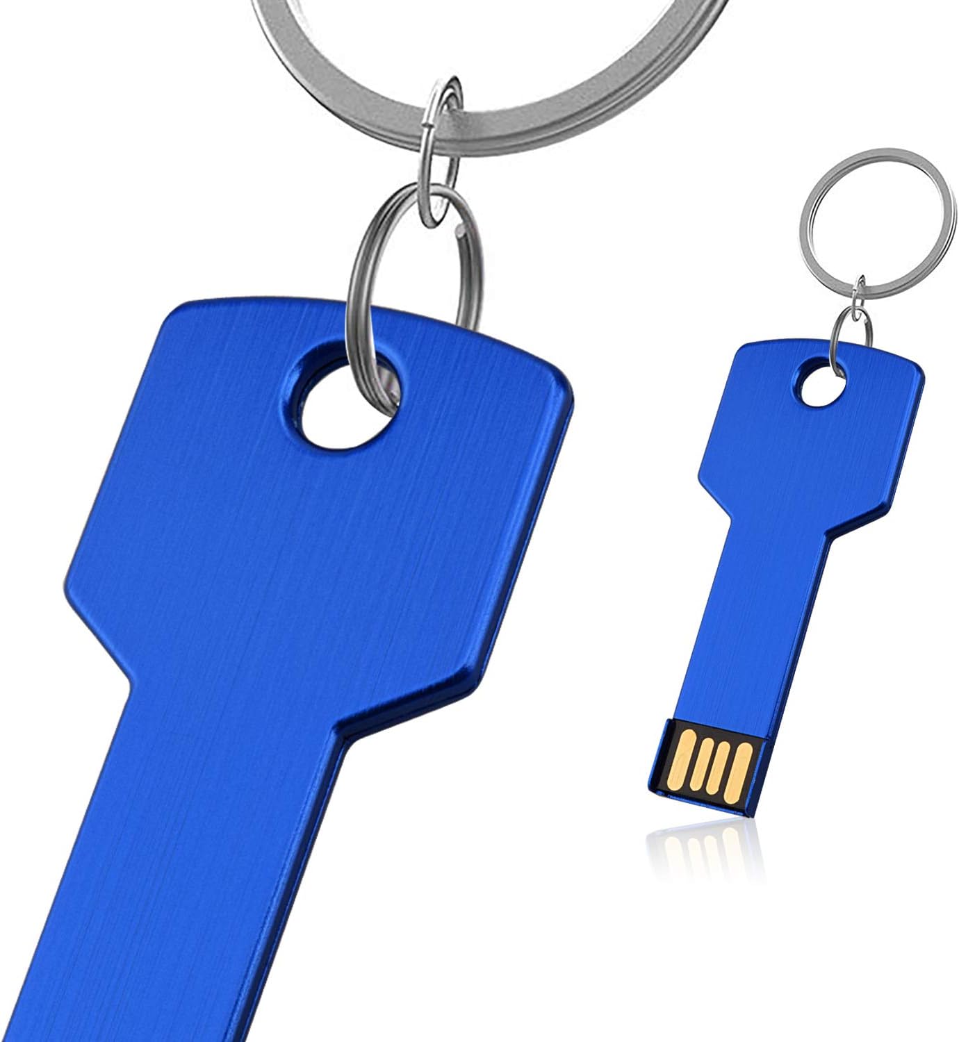 RAOYI 16GB USB Flash Drive USB 2.0 Metal Key Shape Memory Stick Thumb Drive Pen Drive-Blue