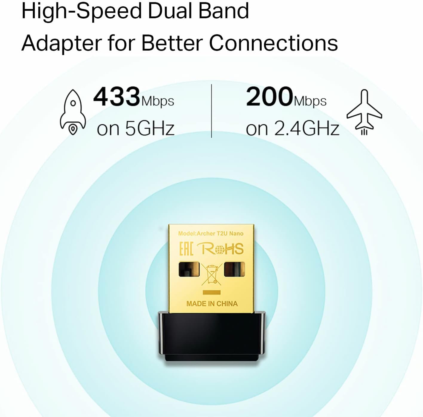 TP-Link Nano AC600 USB Wifi Adapter(Archer T2U Nano)- 2.4G/5G Dual Band Wireless Network Transceiver for PC Desktop, Travel Size, Supports Windows (11,10, 8.1, 8, 7, XP / Mac OS X 10.9-10.14)