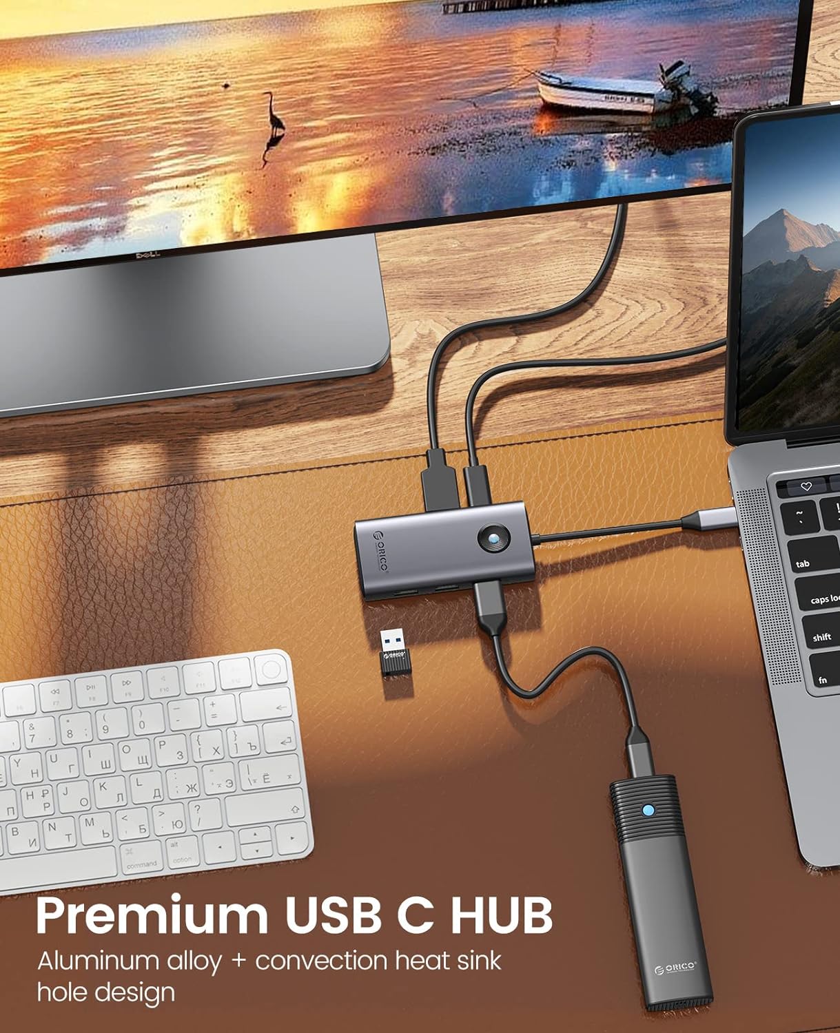 USB C Hub, ORICO 5 in 1 USB C Docking Station with 4K HDMI, 60W Power Delivery, USB 3.0 5 Gbps and 2 USB 2.0 Data Ports USB C Dock for MacBook Air, MacBook Pro, XPS, and More Type-C Devices