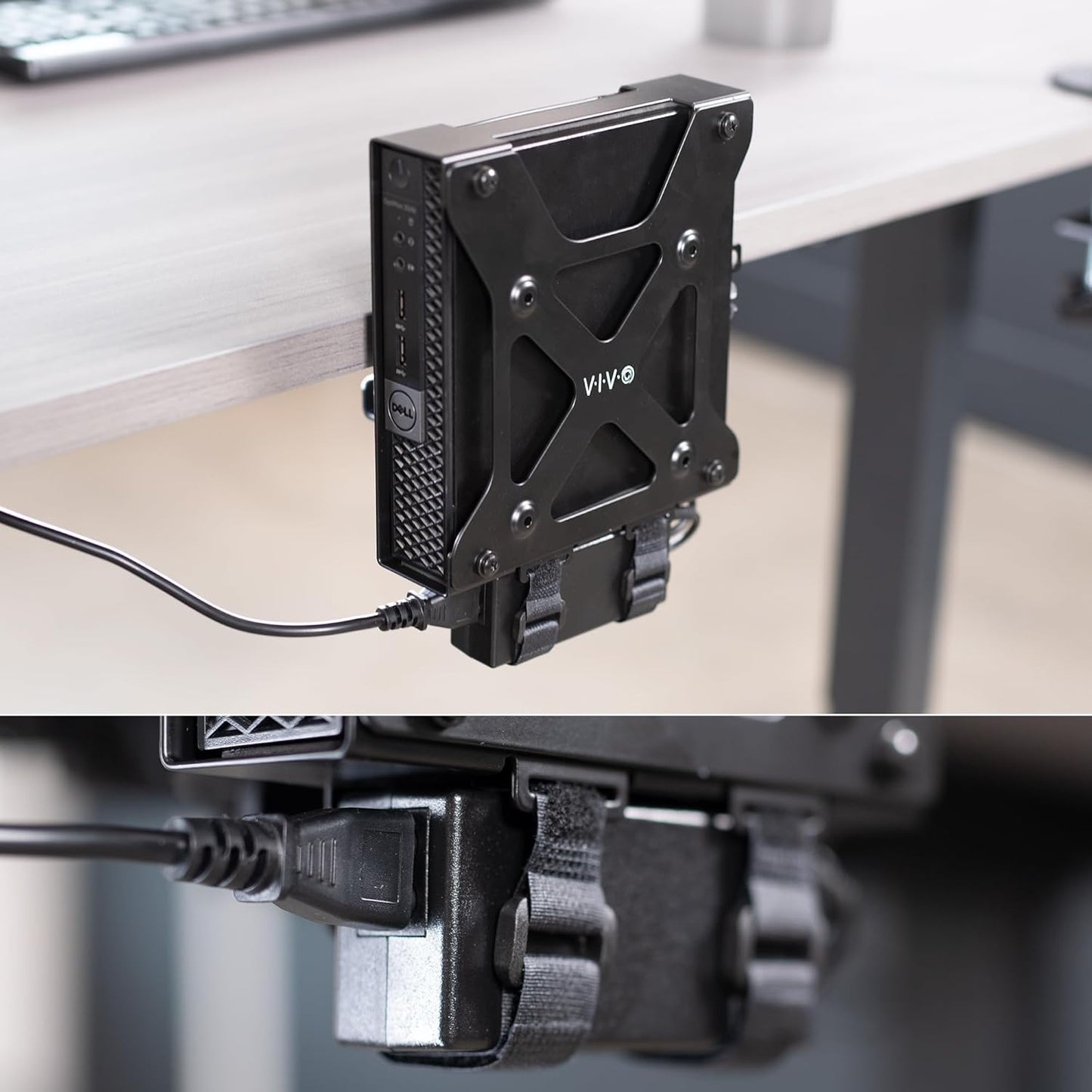 VIVO Behind Monitor VESA Mount Designed for Dell OptiPlex Micro CPU, Monitor Arm Computer Holder, Concealed Back of Screen Mount with Desk Clamp Option, Black, Mount-DLMM1