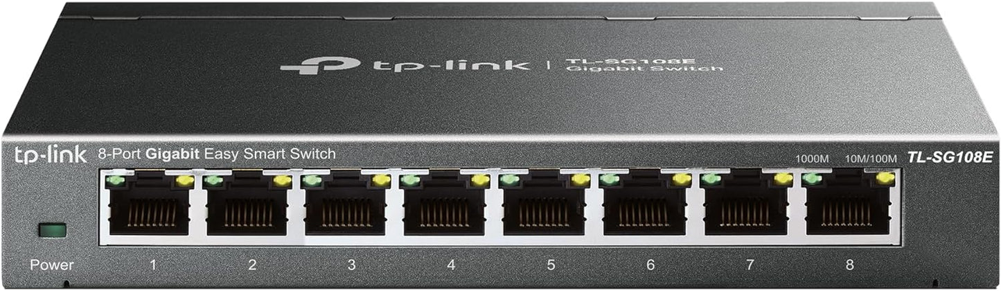 TP-Link 8 Port Gigabit Switch | Easy Smart Managed | Plug & Play | Desktop/Wall-Mount | Sturdy Metal w/ Shielded Ports | Support QoS, Vlan, IGMP and LAG (TL-SG108E)