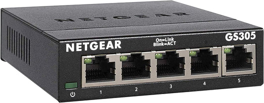 OPEN BOX - NETGEAR 5-Port Gigabit Ethernet Unmanaged Switch (GS305) - Home Network Hub, Office Ethernet Splitter, Plug-and-Play, Silent Operation, Desktop or Wall Mount