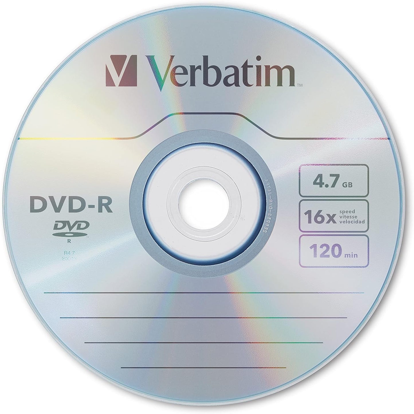 Verbatim DVD-R Blank Discs AZO Dye 4.7GB 16X Recordable Disc - 50 Pack Spindle,Silver