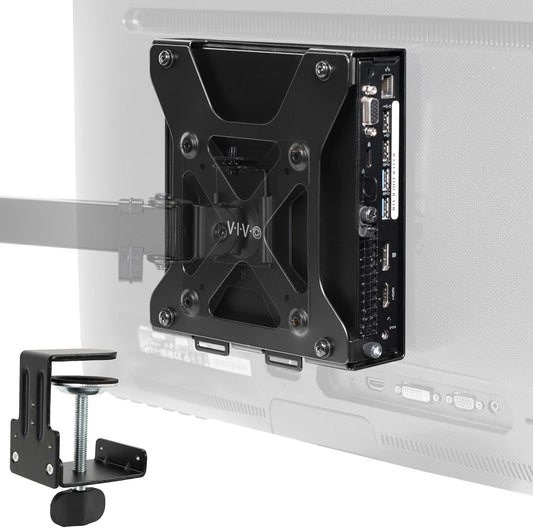 VIVO Behind Monitor VESA Mount Designed for Dell OptiPlex Micro CPU, Monitor Arm Computer Holder, Concealed Back of Screen Mount with Desk Clamp Option, Black, Mount-DLMM1