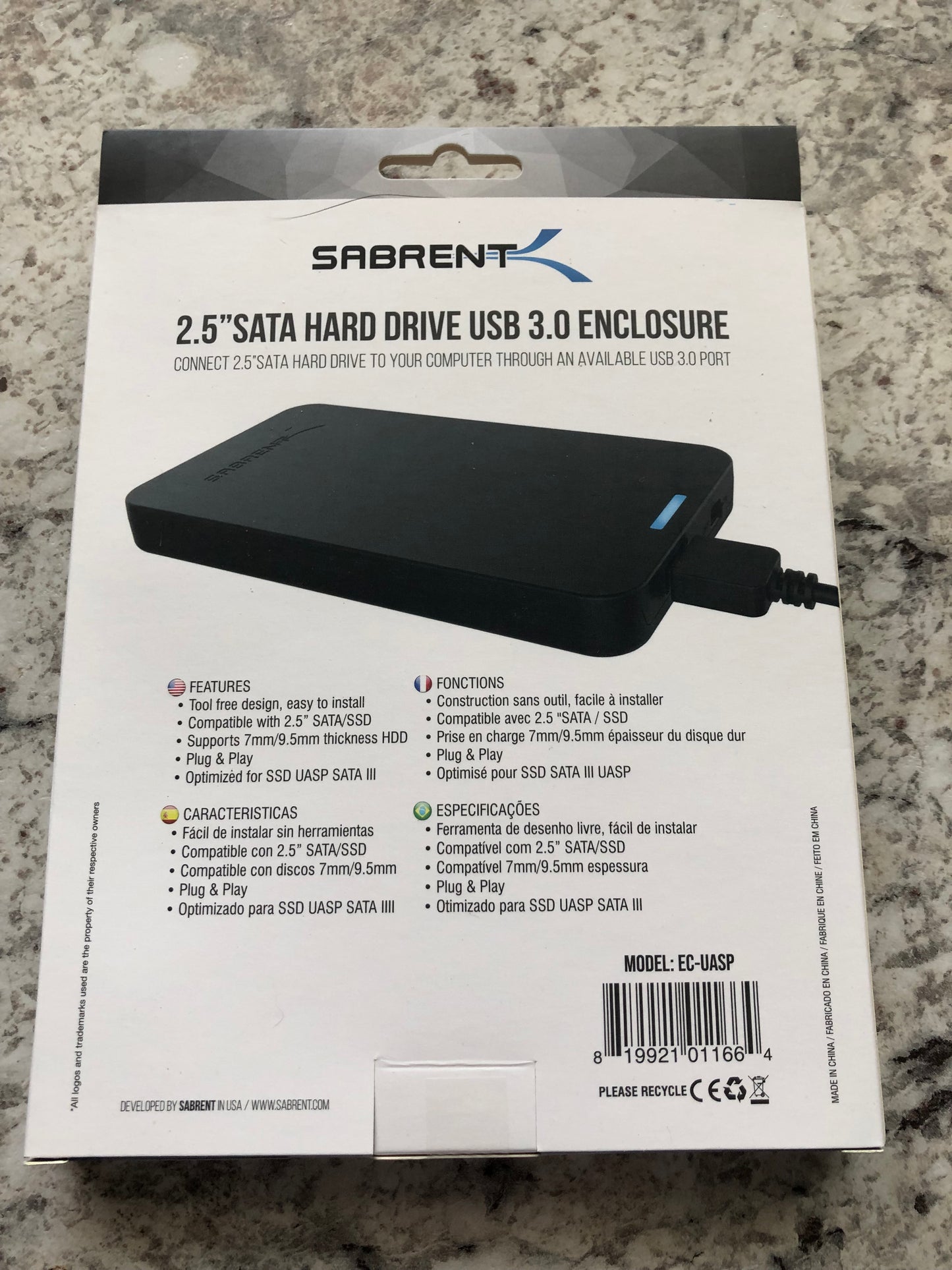 Sabrent 2.5" SATA Hard Drive USB 3.0 Enclosure